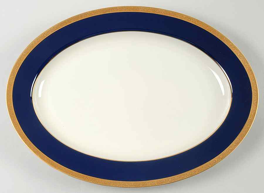 Imperial Blue 14" Oval Serving Platter by Mikasa-1