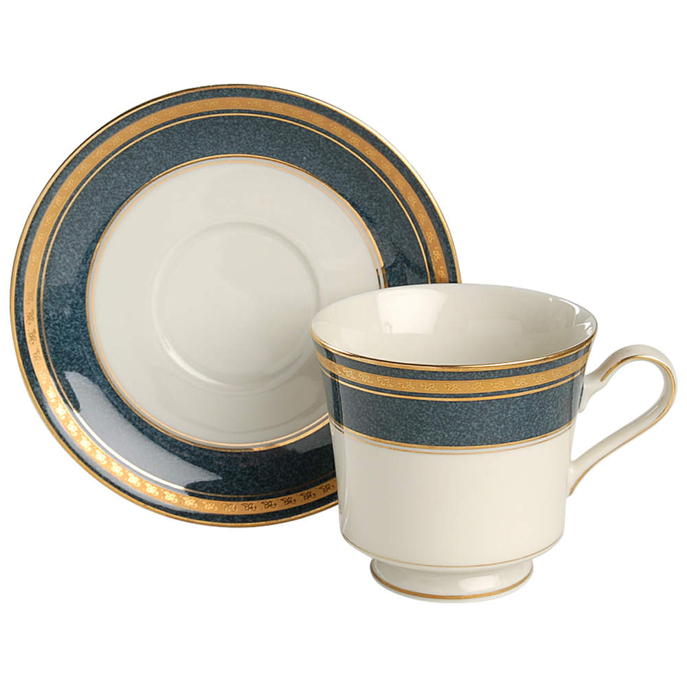 Imperial Lapis Footed Cup & Saucer Set by Mikasa-1