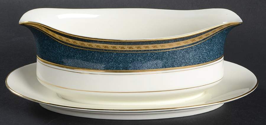 Imperial Lapis Gravy Boat with Attached Underplate by Mikasa-1