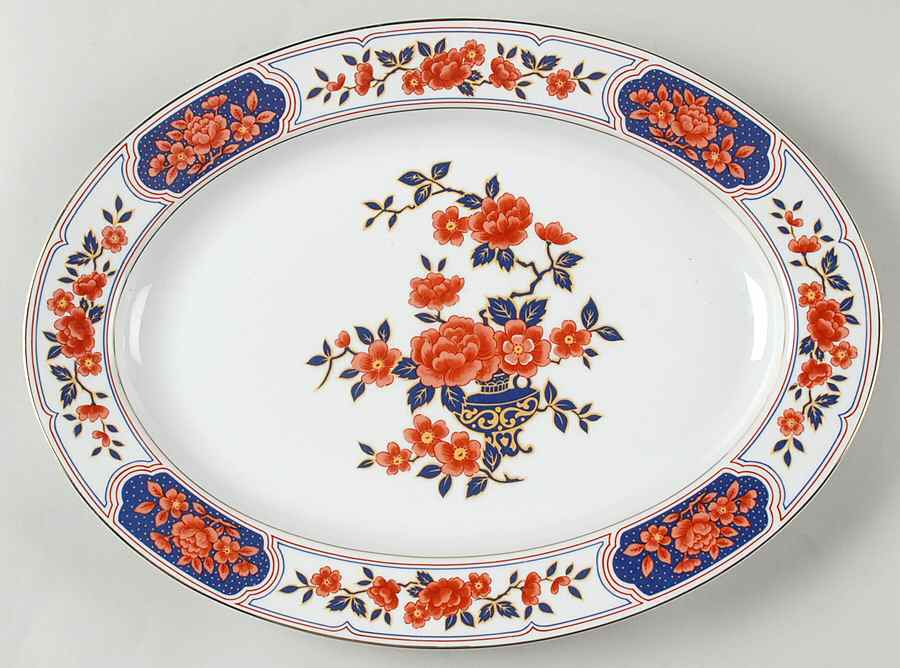Imperial Peony 14" Oval Serving Platter by Mikasa-1