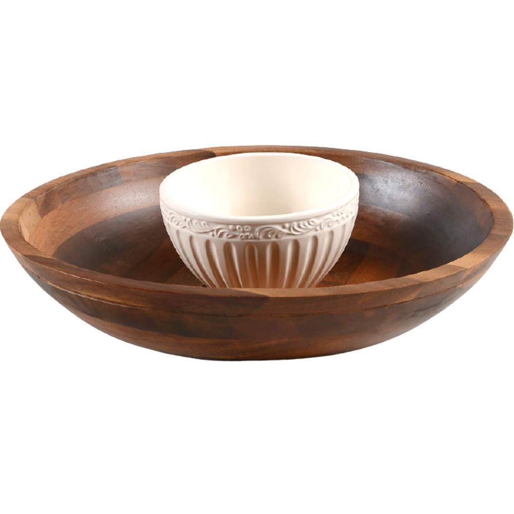 Italian Countryside (Stoneware) 2 Pc Chip & Dip Set w/Wood Tray by Mikasa-1