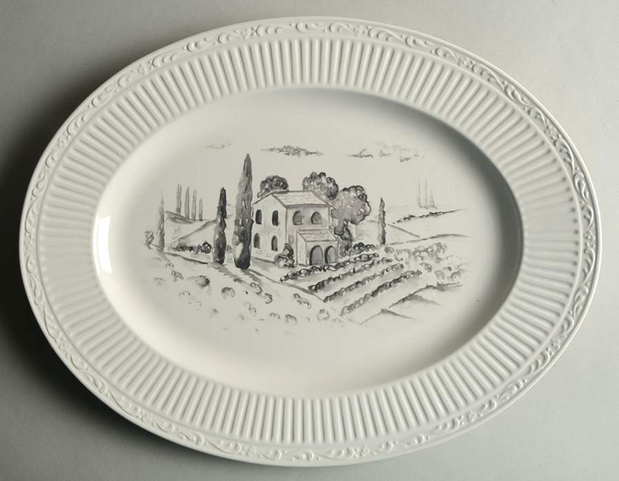 Italian Countryside (Stoneware) 15" Oval Serving Platter by Mikasa-1
