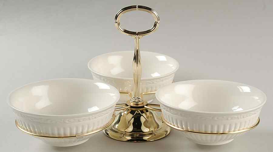 Italian Countryside (Stoneware) 7" x 12" 3-Part Relish & Metal Stand (FR) HC by Mikasa-1