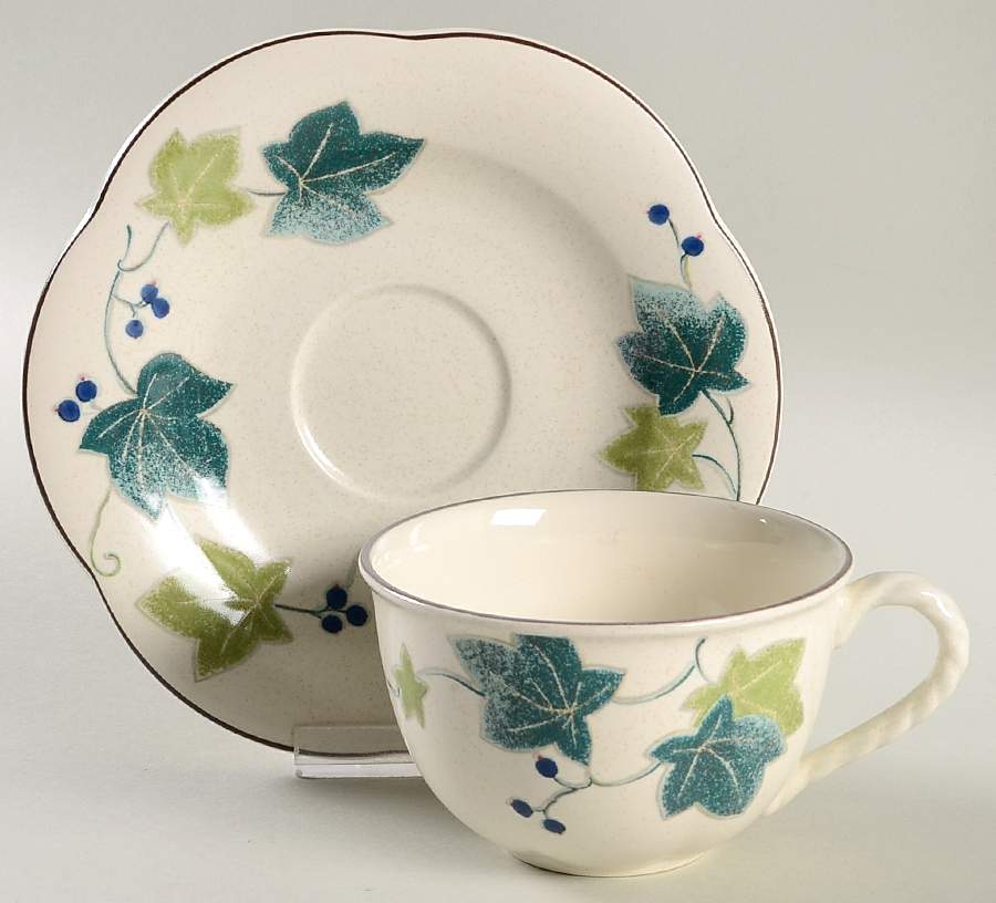 Ivy Path Flat Cup & Saucer Set by Mikasa-1