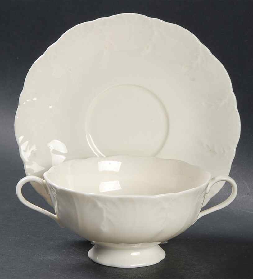 Ivory Tower Footed Cream Soup Bowl & Saucer Set by Mikasa-1