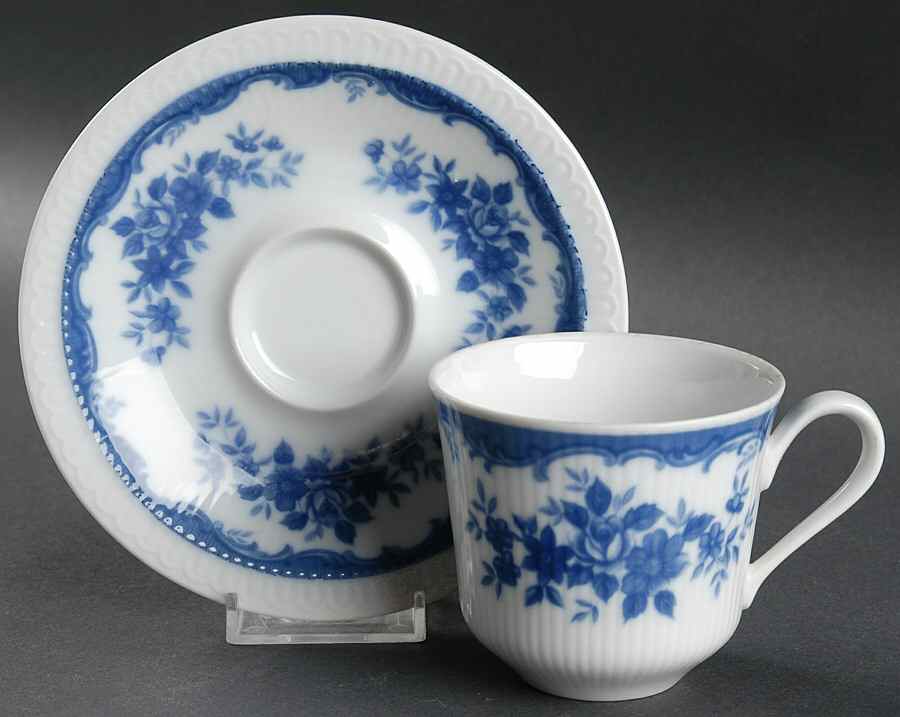 Jardin Bleu Flat Cup & Saucer Set by Mikasa-1