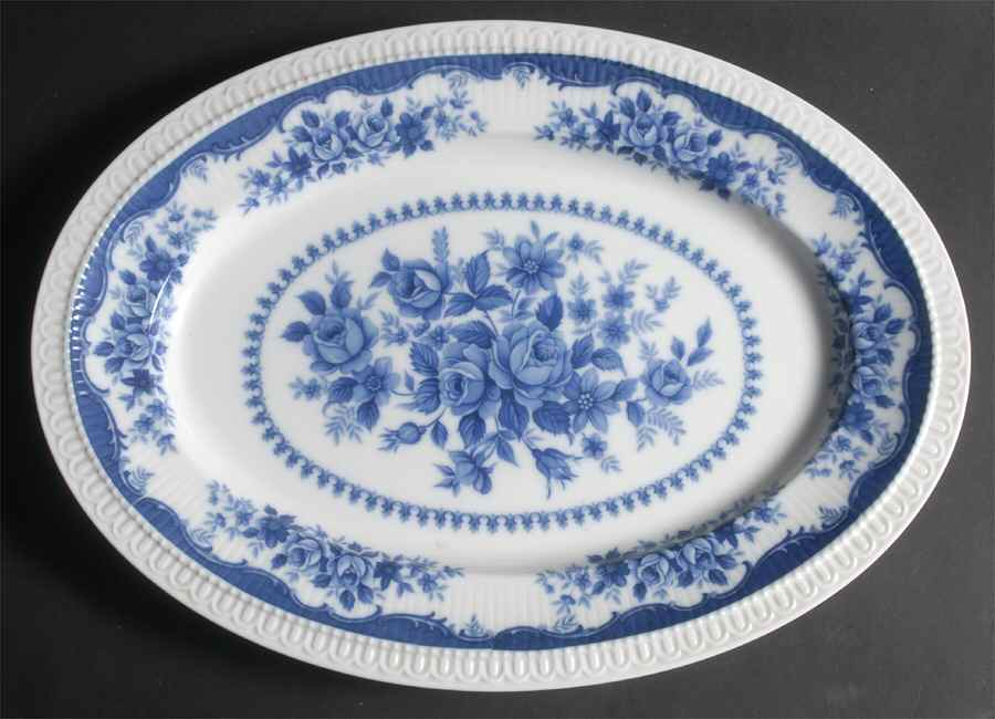 Jardin Bleu 16" Oval Serving Platter by Mikasa-1