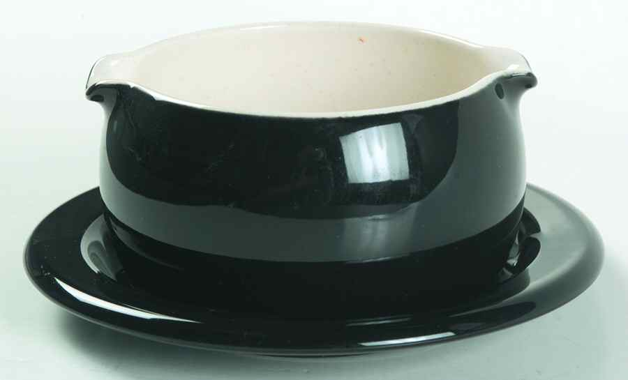 Jet Black Gravy Boat & Underplate by Mikasa-1