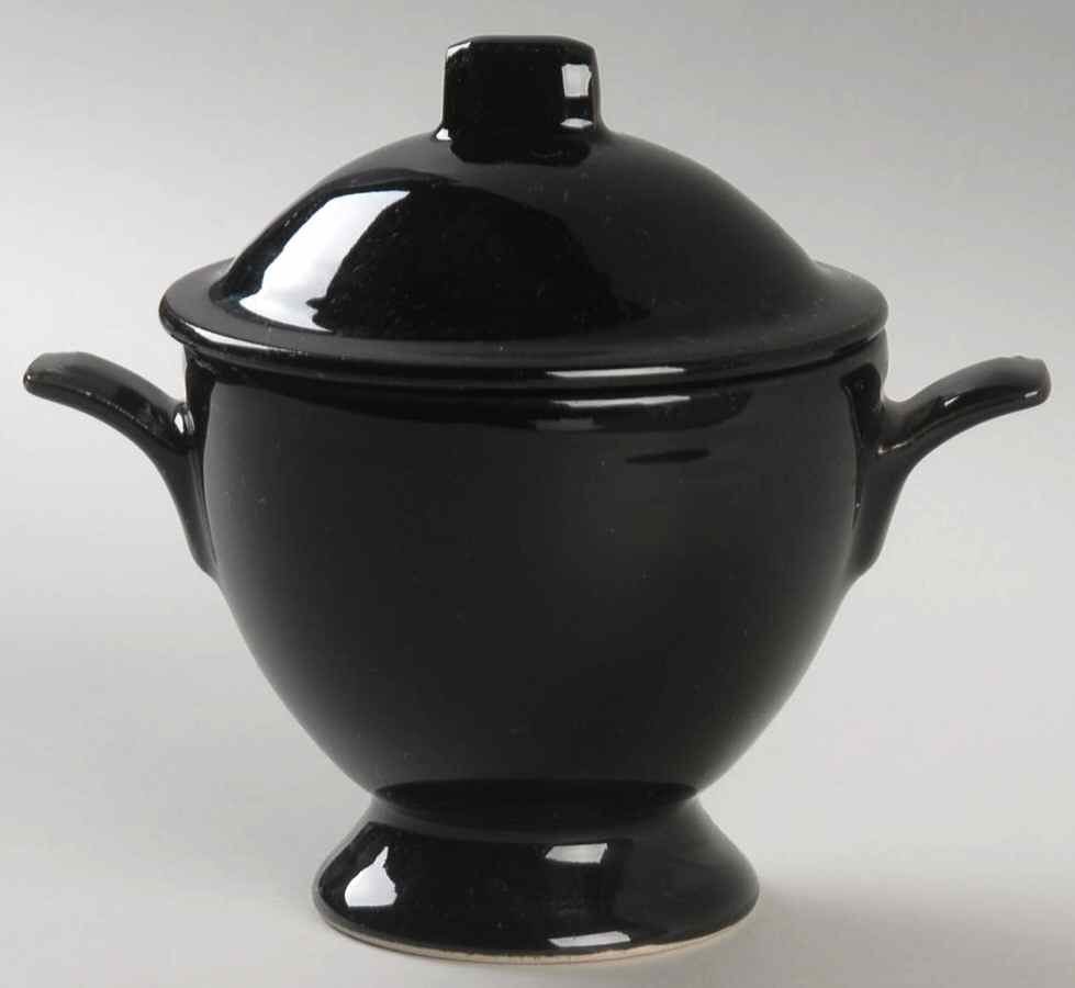 Jet Black Sugar Bowl & Lid by Mikasa-1