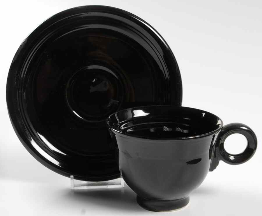 Jet Black Footed Cup & Saucer Set by Mikasa-1