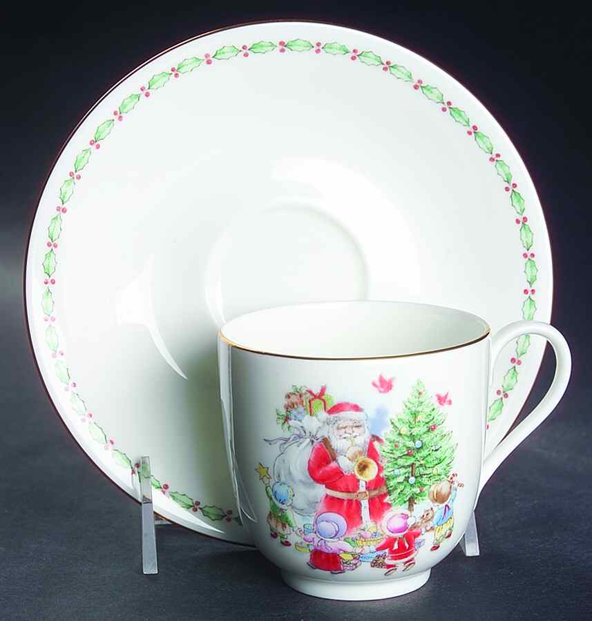 Jolly St. Nick Flat Cup & Saucer Set by Mikasa-1