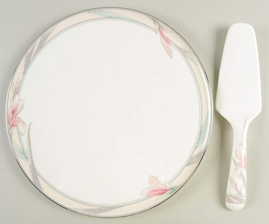 Joy Cake Plate & Solid Ceramic Server Set (No Box) by Mikasa-1