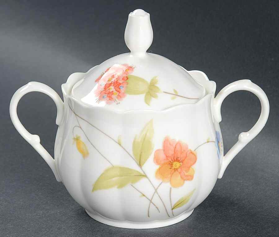 Just Flowers Sugar Bowl & Lid by Mikasa-1