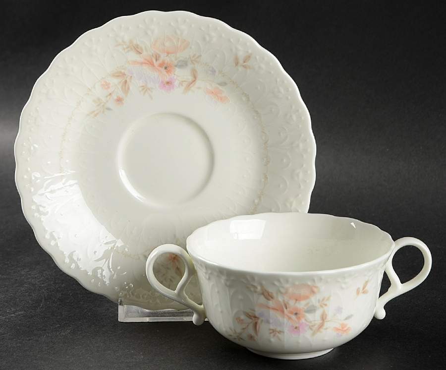 June Splendor Flat Cream Soup Bowl & Saucer Set by Mikasa-1