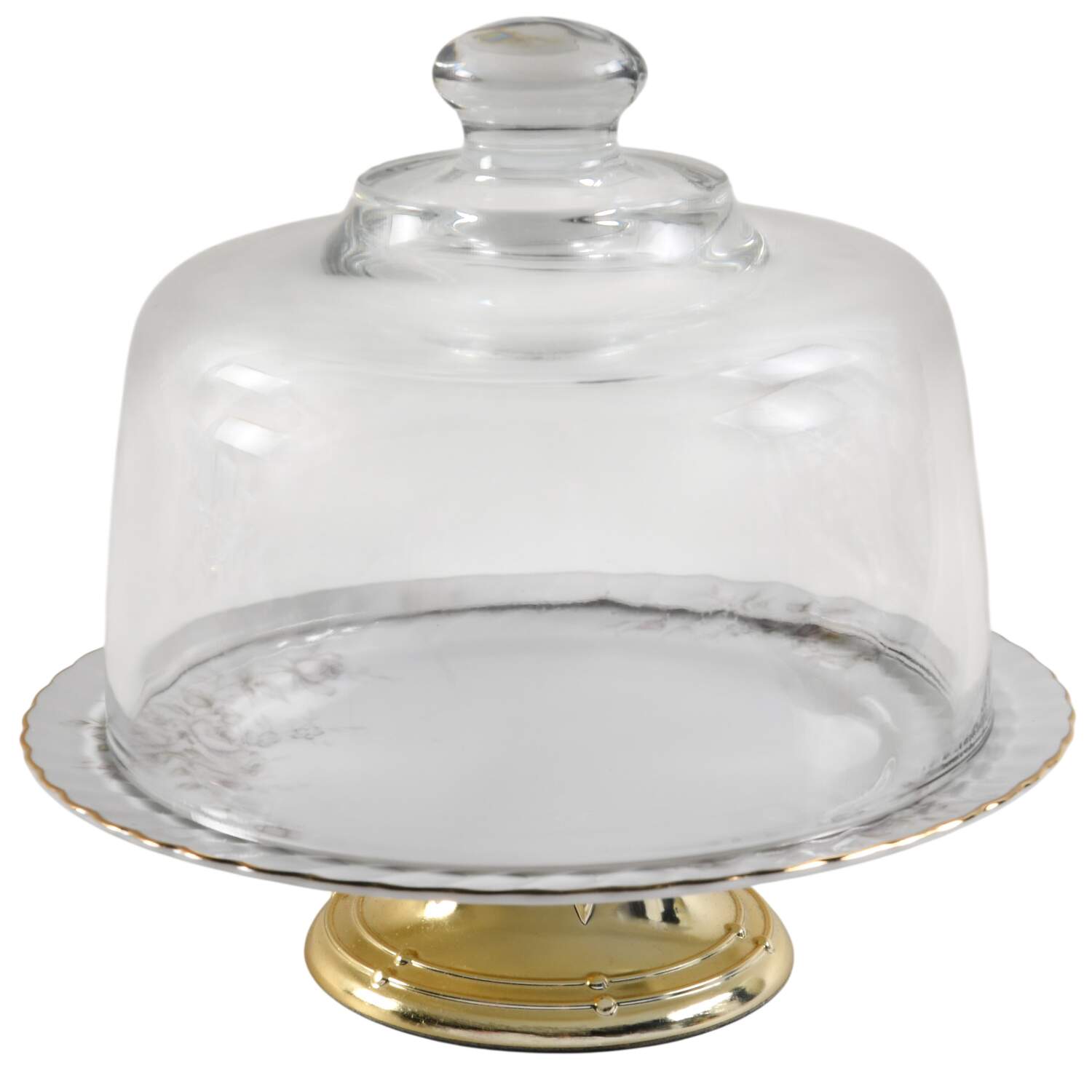 Lady Cynthia 6 1/2"-7 1/2" Footed Cheese Plate w/ Glass Dome HC by Mikasa-1