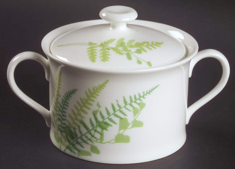 Lacy Fern Green Sugar Bowl & Lid by Mikasa-1