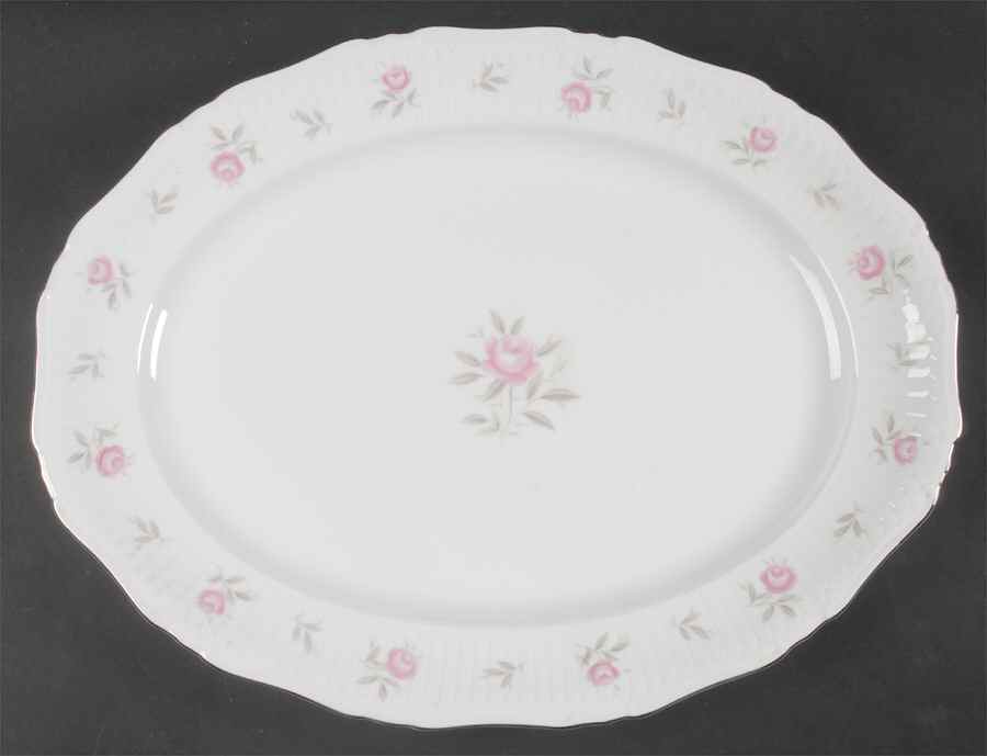 La Fleur Pink 16" Oval Serving Platter by Mikasa-1