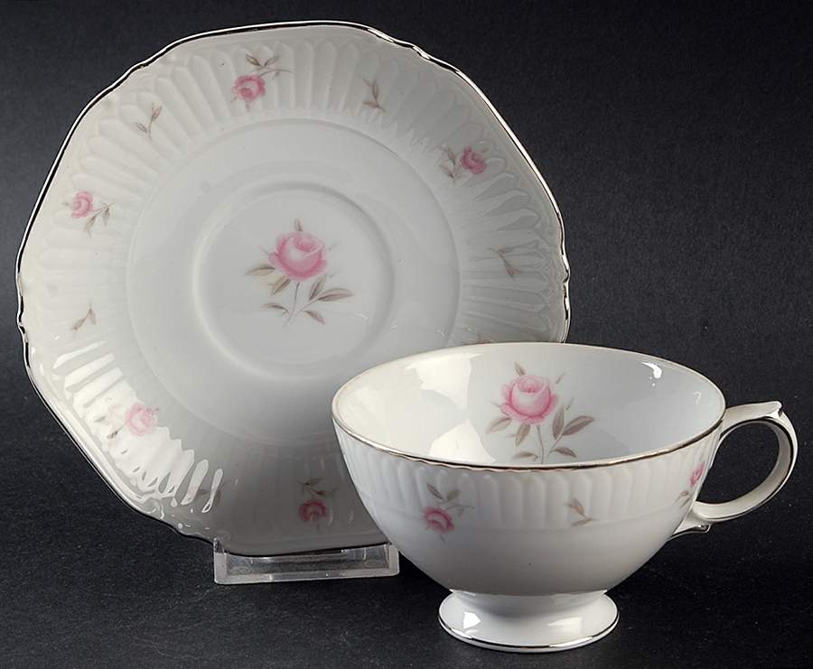 La Fleur Pink Footed Cup & Saucer Set by Mikasa-1