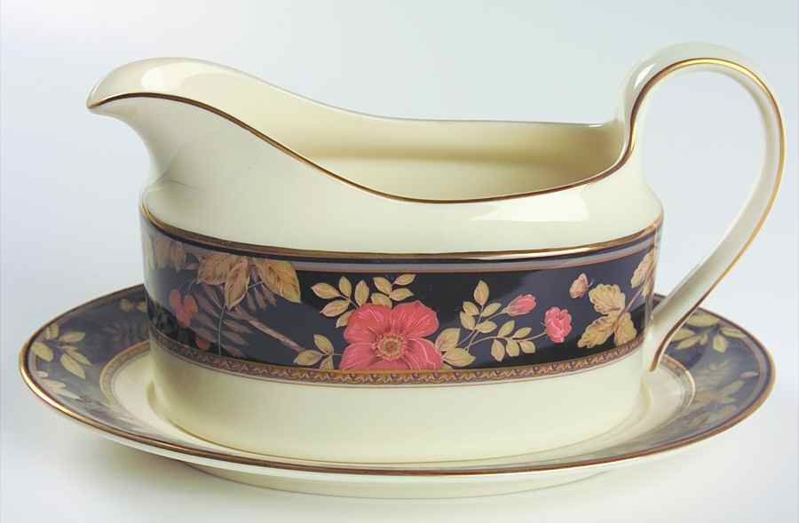 Lavish Meadow Gravy Boat & Underplate by Mikasa-1