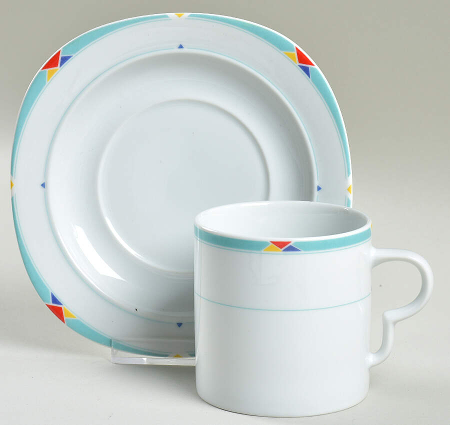 L. A. Style Turquoise Flat Cup & Saucer Set by Mikasa-1