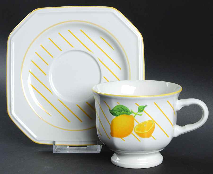 Lemons Footed Cup & Saucer Set by Mikasa-1