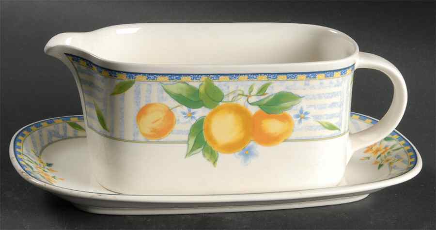 Lemon Medley Gravy Boat & Underplate (Relish/Butter) by Mikasa-1