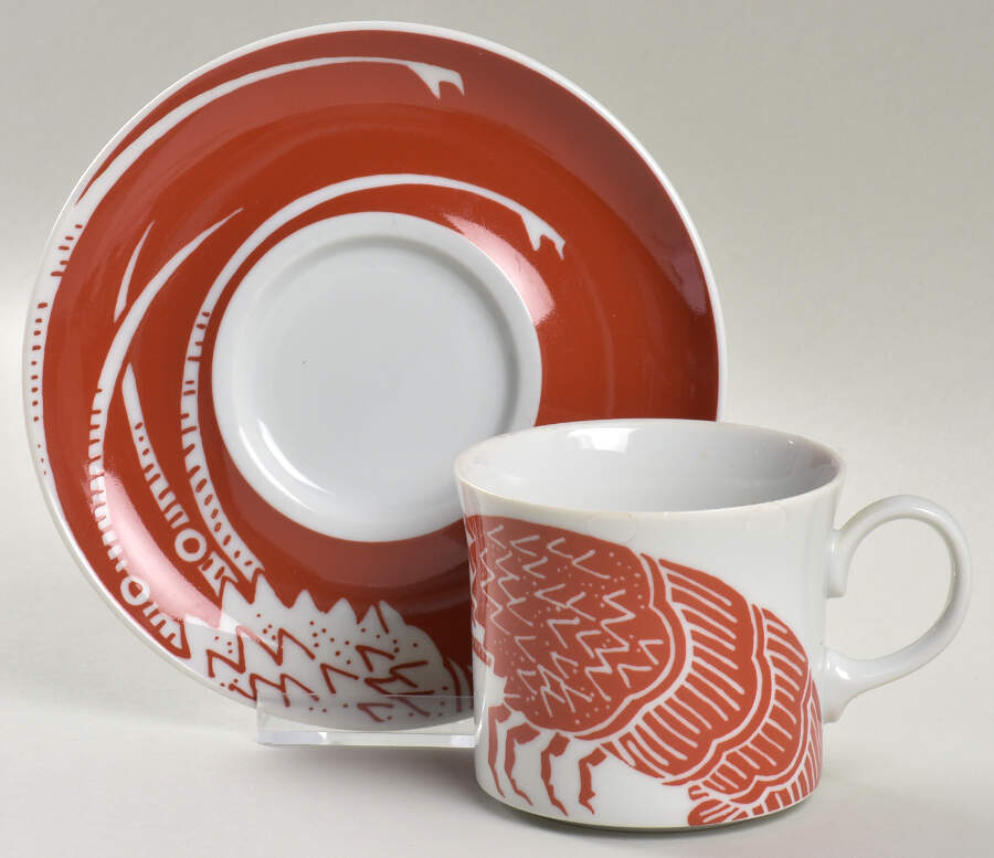The Lobster Red Flat Cup & Saucer Set by Mikasa-1