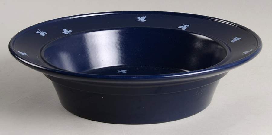 Loose Leaf White On Blue 11" Round Vegetable Bowl by Mikasa-1