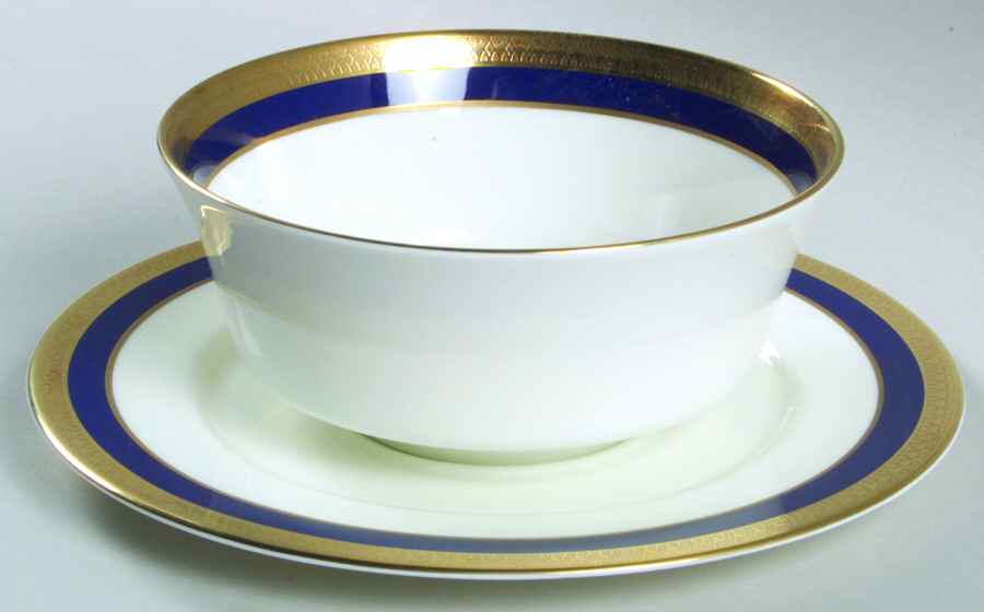 Lorenzo Cobalt Blue Gravy Boat with Attached Underplate by Mikasa-1