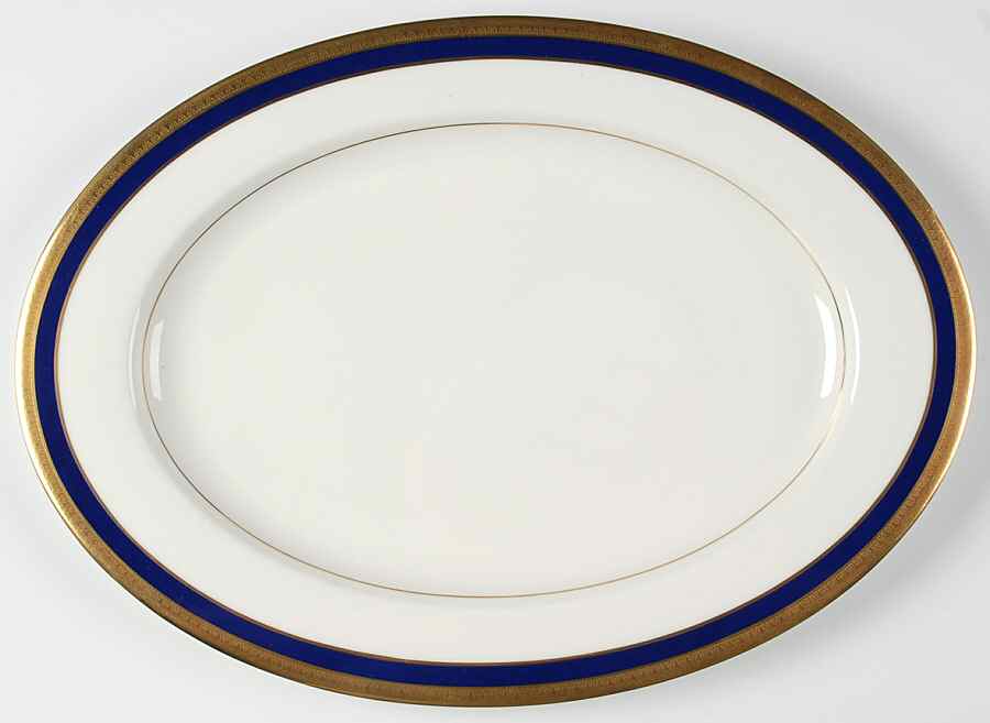 Lorenzo Cobalt Blue 15" Oval Serving Platter by Mikasa-1