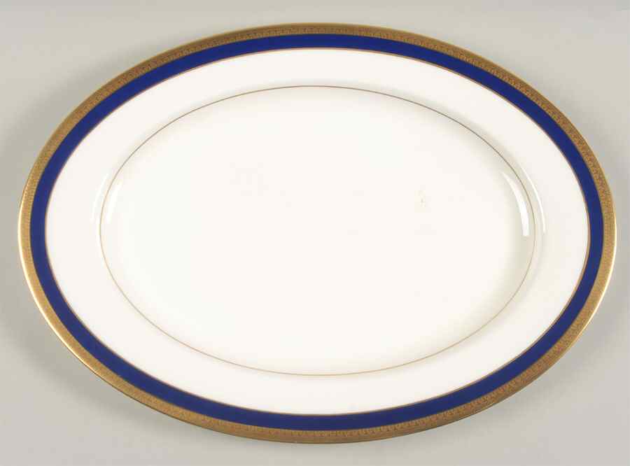 Lorenzo Cobalt Blue 14" Oval Serving Platter by Mikasa-1