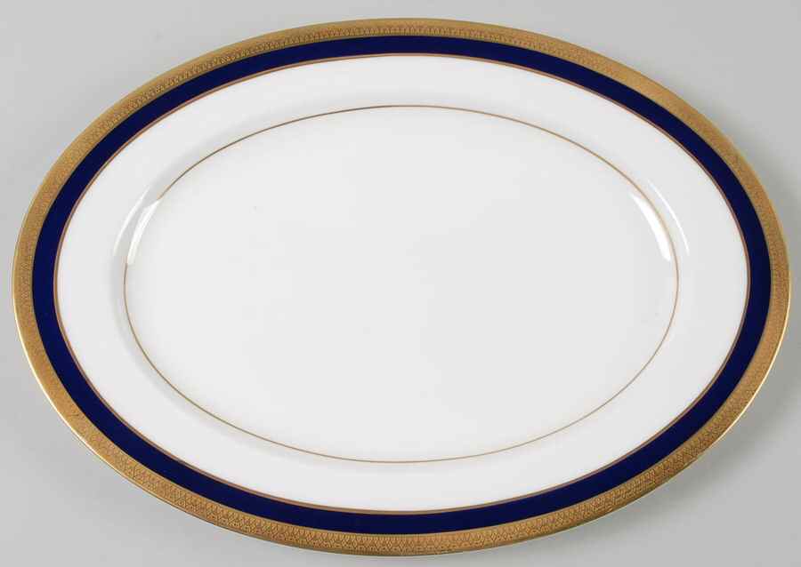 Lorenzo Cobalt Blue 12" Oval Serving Platter by Mikasa-1