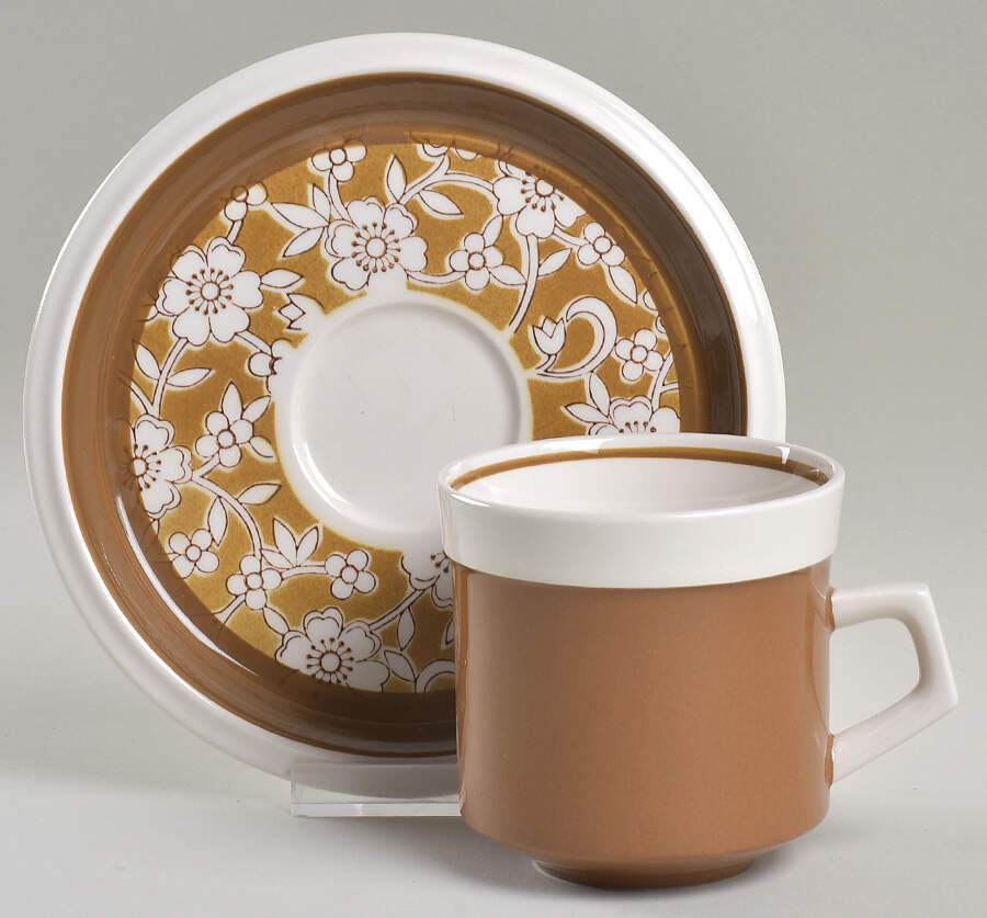 Maple Brown Flat Cup & Saucer Set by Mikasa-1