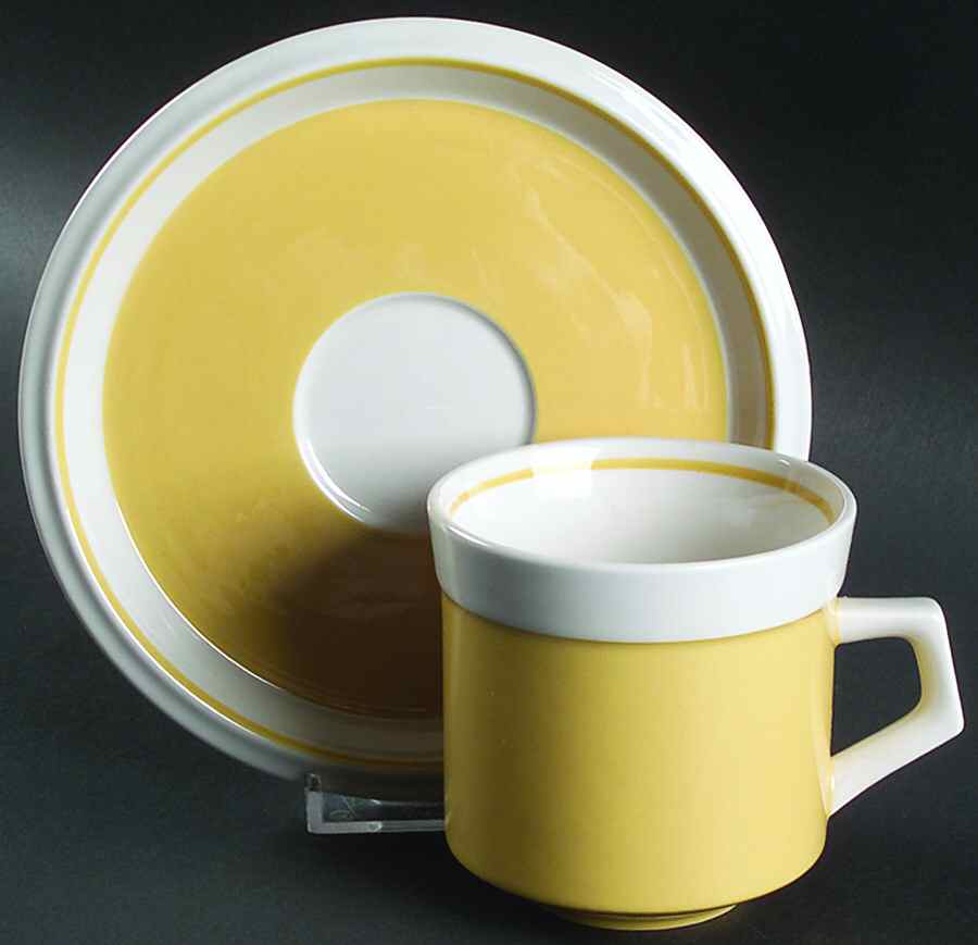 Sun Yellow Flat Cup & Saucer Set by Mikasa-1