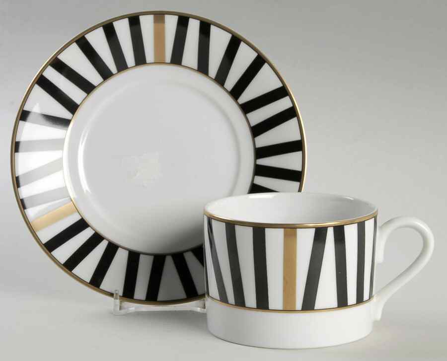 Marquee Black Flat Cup & Saucer Set by Mikasa-1