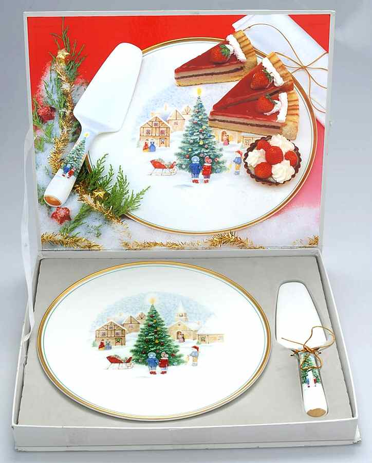 Merry Christmas Cake Plate & Solid Ceramic Server Set (Boxed) by Mikasa-1