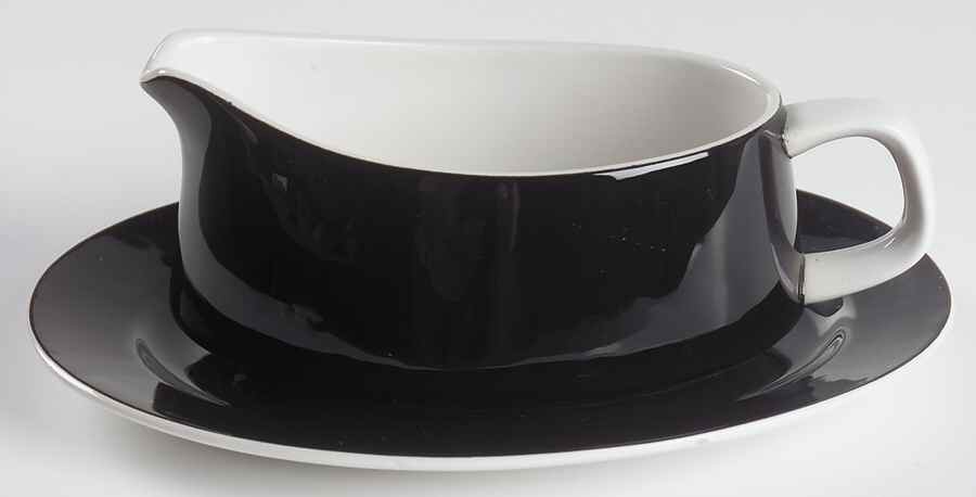 Mediterrania Black Gravy Boat & Underplate by Mikasa-1