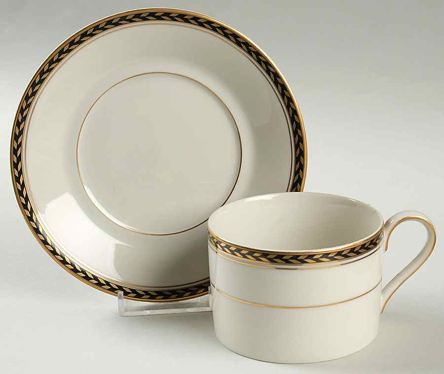 Medici Black Flat Cup & Saucer Set by Mikasa-1