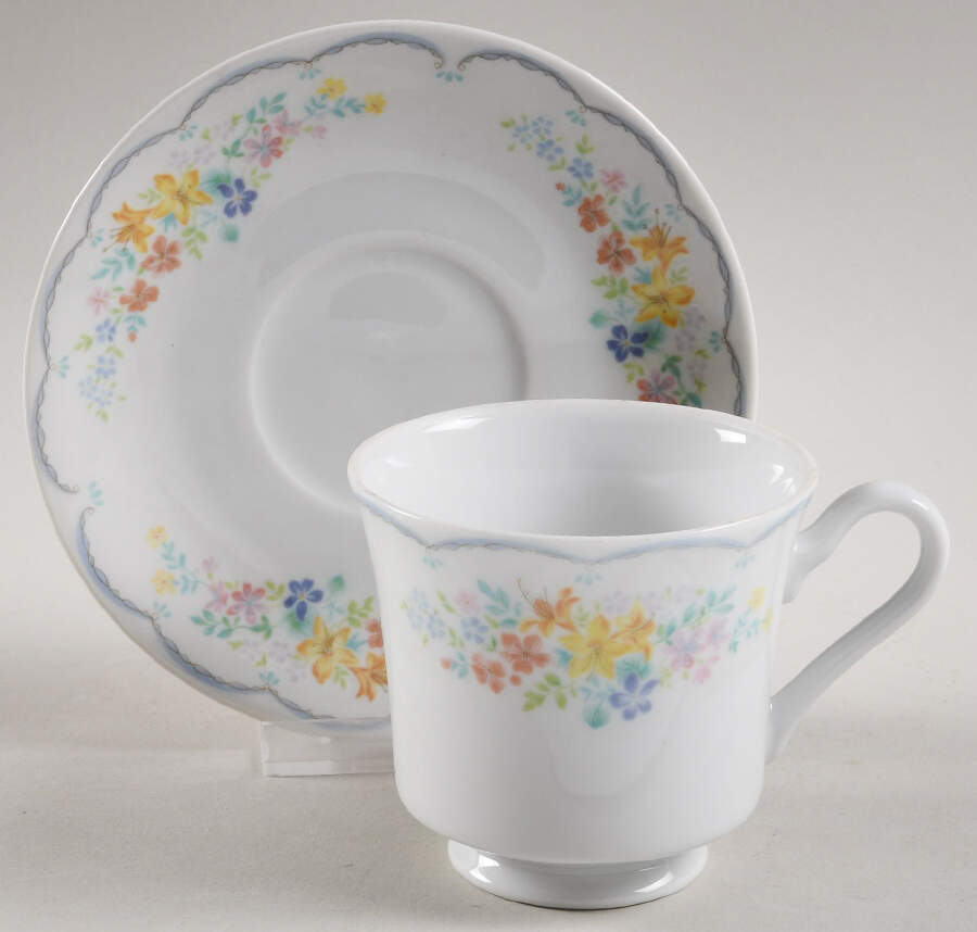 Memoire Footed Cup & Saucer Set by Mikasa-1