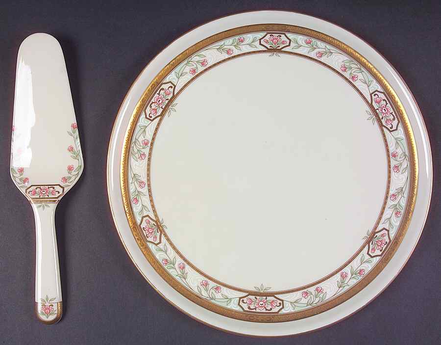 Merrick Cake Plate & Solid Ceramic Server Set (No Box) by Mikasa-1