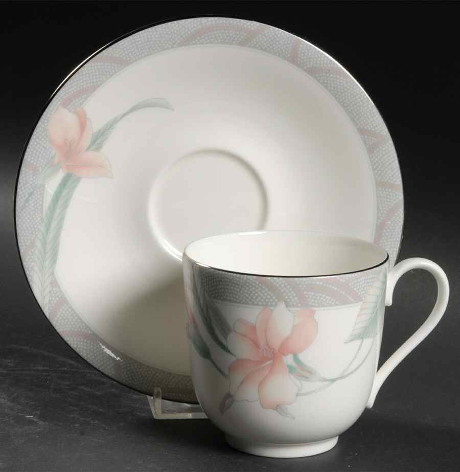 Mirabelle Footed Cup & Saucer Set by Mikasa-1