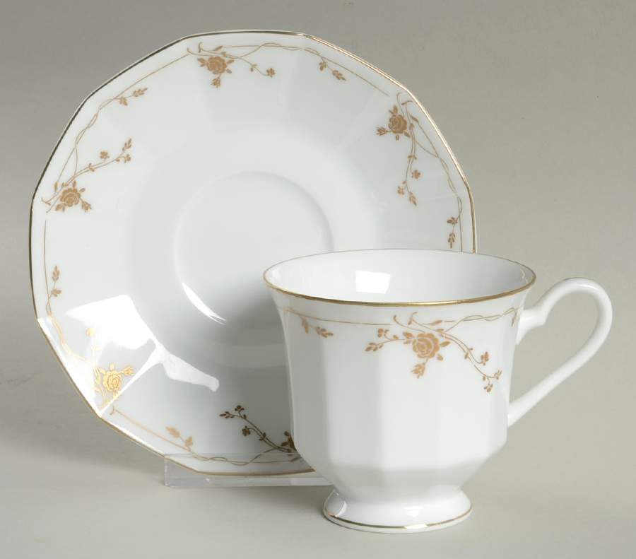 Midas Rose Footed Cup & Saucer Set by Mikasa-1