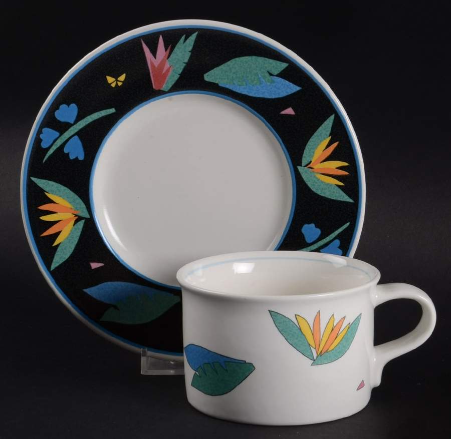 Midnight Tropics Flat Cup & Saucer Set by Mikasa-1
