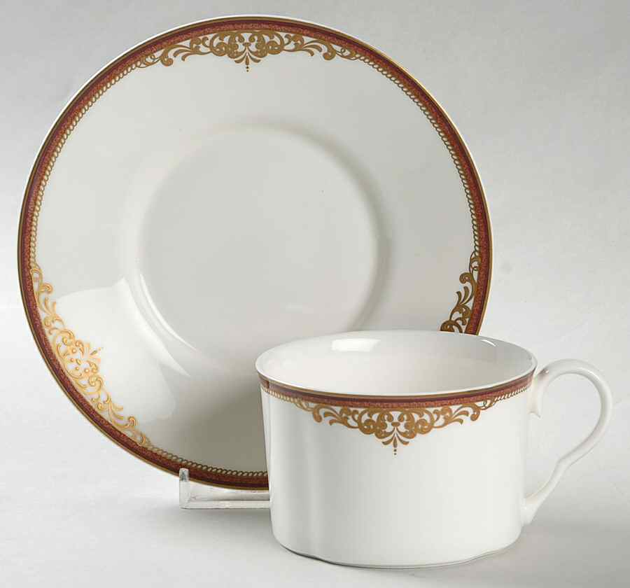 Monarchy Claret Flat Cup & Saucer Set by Mikasa-1