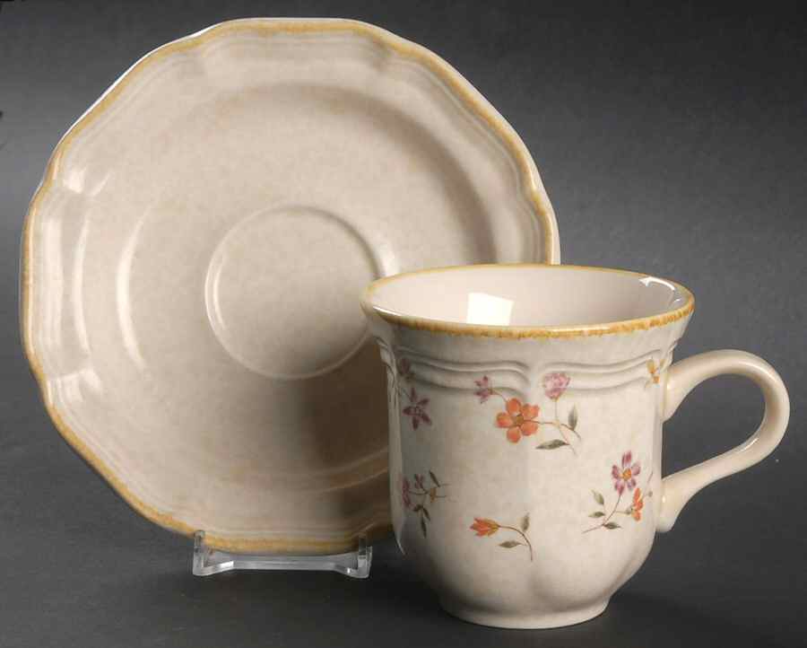 Mountain Flowers Flat Cup & Saucer Set by Mikasa-1