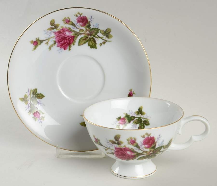Moss Rose Footed Cup & Saucer Set by Mikasa-1