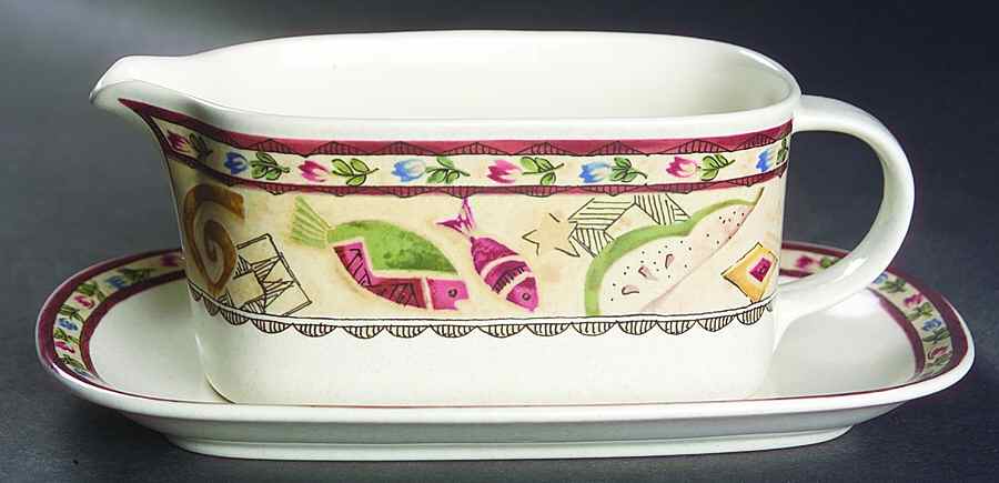Mystic Melody Gravy Boat & Underplate (Relish/Butter) by Mikasa-1