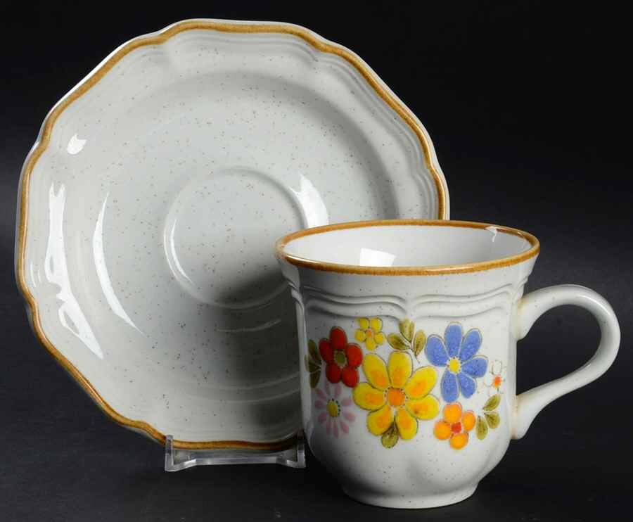 Nature's Bouquet Flat Cup & Saucer Set by Mikasa-1