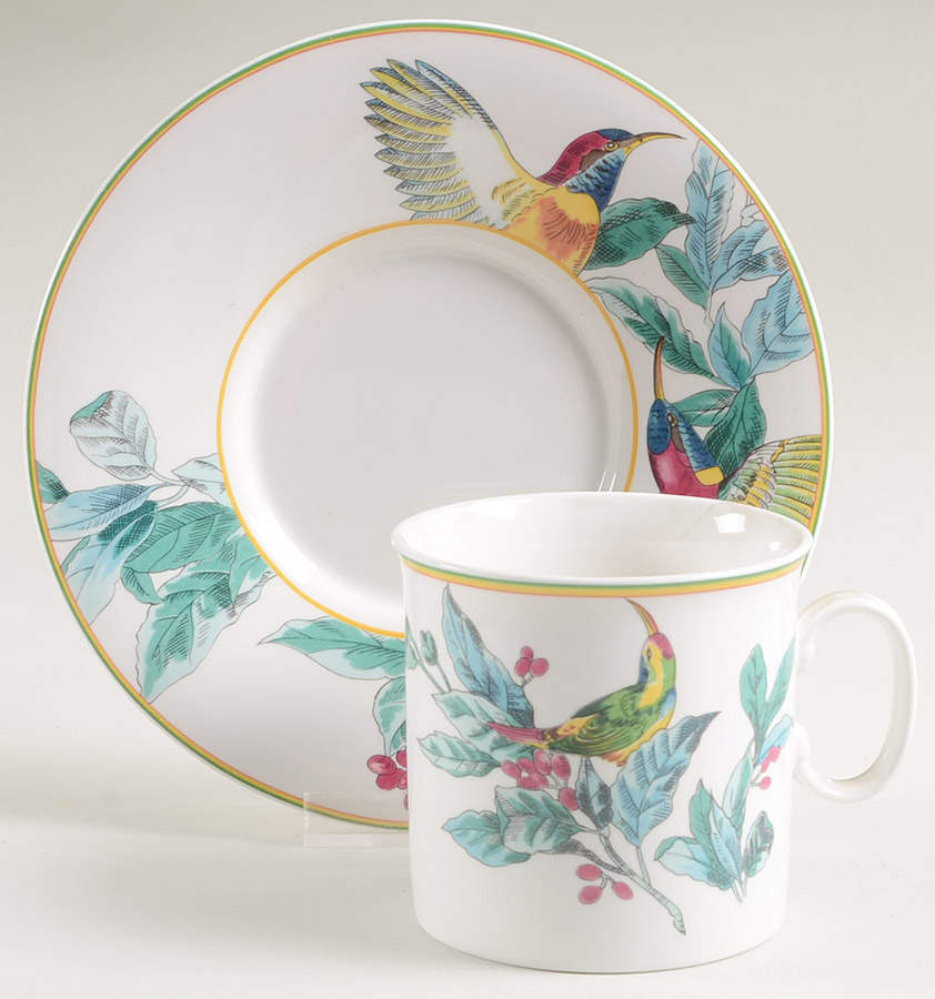 Nature's Harmony (Bird & Flowers) Flat Cup & Saucer Set by Mikasa-1