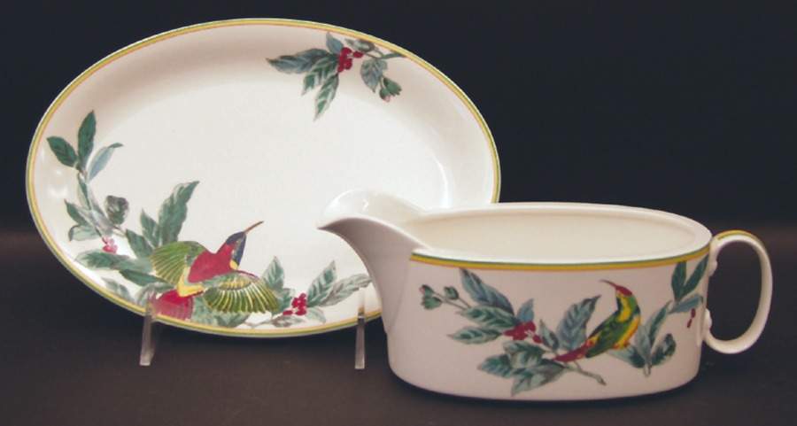 Nature's Harmony (Bird & Flowers) Gravy Boat & Underplate by Mikasa-1